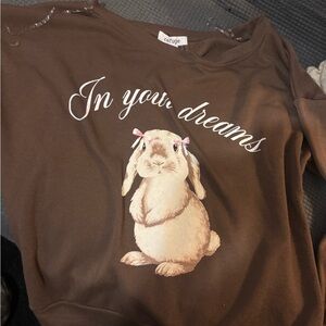 Brown Sweatshirt with Bunny Print